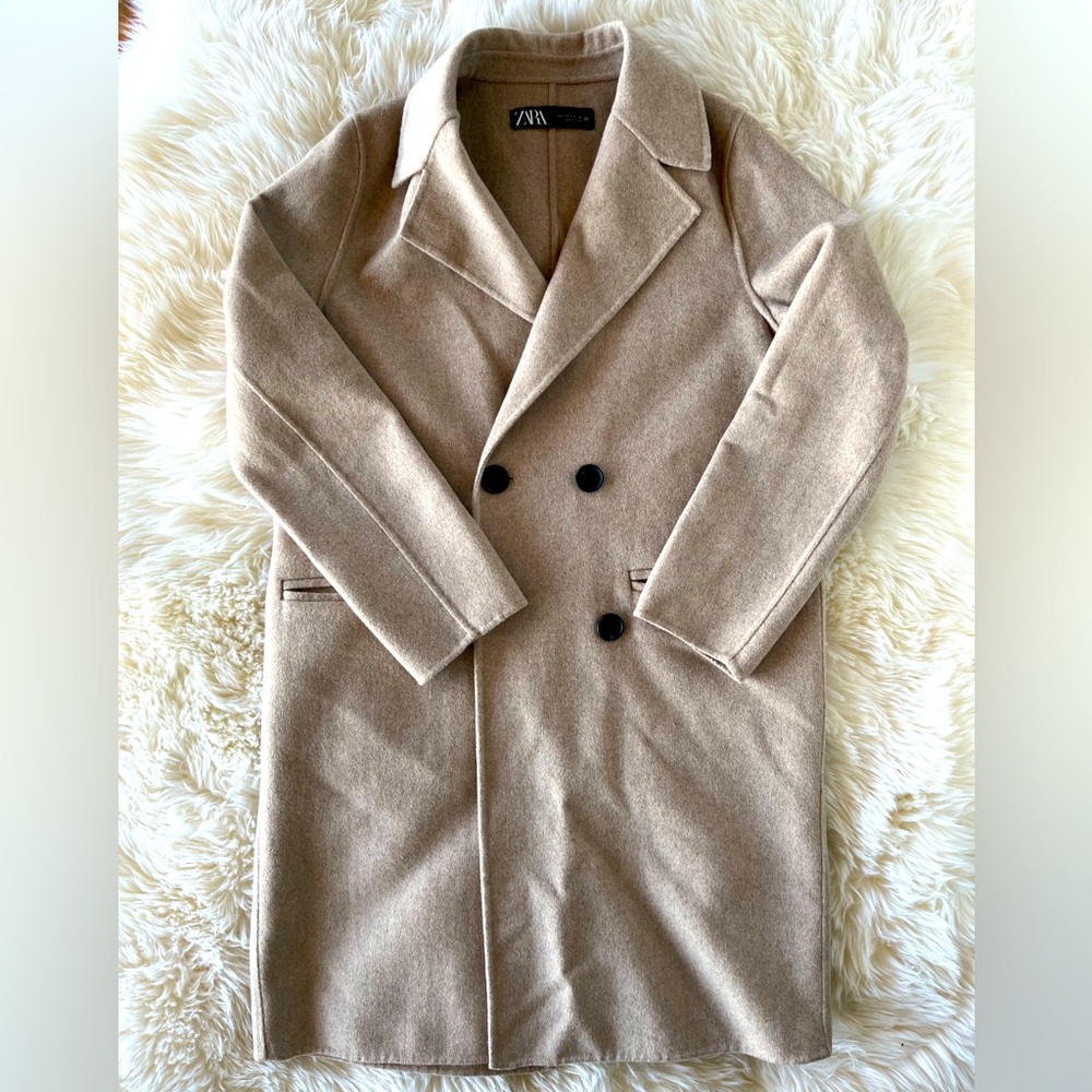 Zara Women’s Oversized Camel Wool Coat Size S, Fall ‘22